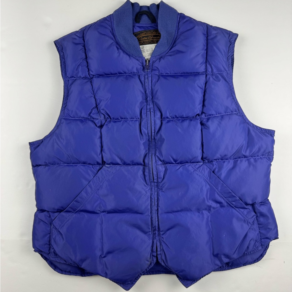 Vintage Eddie Bauer women’s Royal Blue/purple goose downPuffer Vest size XL
